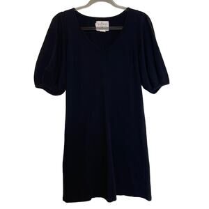 Velvet for Anthropologie Short Balloon Sleeve Mini Dress Size XS Black V-Neck